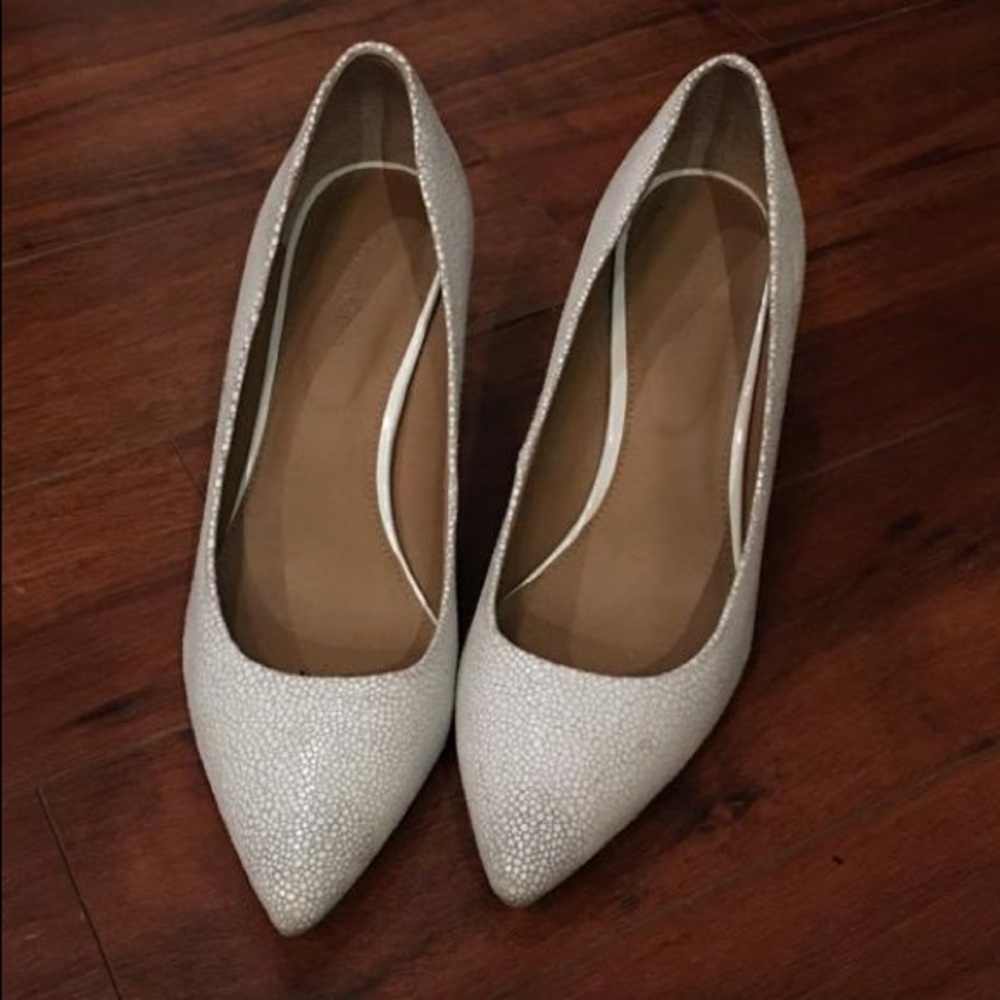 Calvin Klein white kitten heels